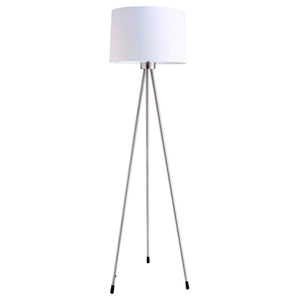 HomeRoots 59" Tripod Floor Lamp with Drum Shade - Modern Design for Living Rooms, Bedrooms, or Offices White 431786