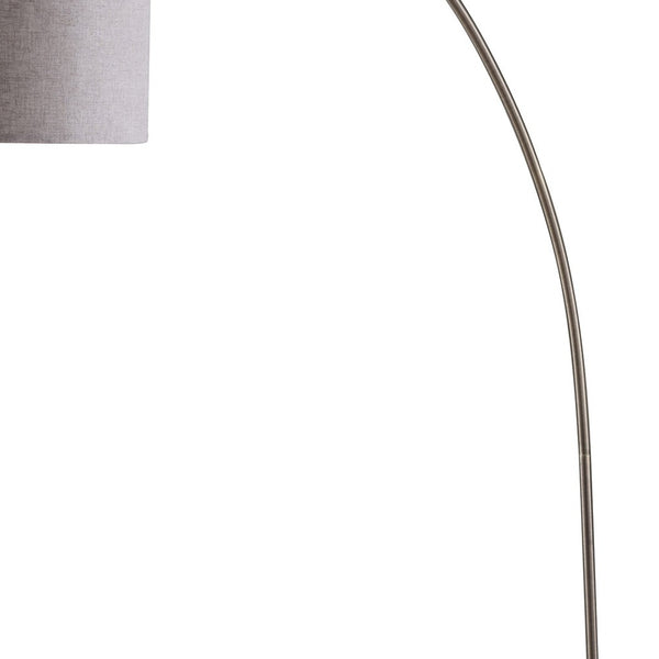 Homeroots 86" Beige And Antique Gold Arched Floor Lamp With Gray Drum Shade  Metal 431789