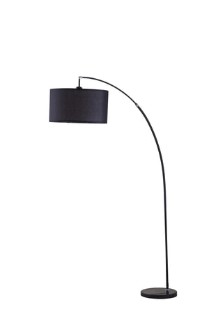 Homeroots 86" Sleek Black Arc Floor Lamp With Black Drum Shade  Metal 431790