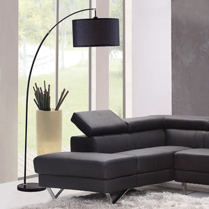 Homeroots 86" Sleek Black Arc Floor Lamp With Black Drum Shade  Metal 431790