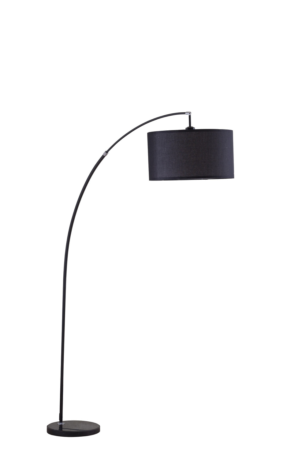 Homeroots 86" Sleek Black Arc Floor Lamp With Black Drum Shade  Metal 431790