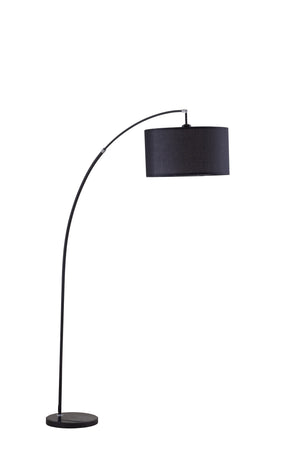 Homeroots 86" Sleek Black Arc Floor Lamp With Black Drum Shade  Metal 431790