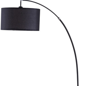Homeroots 86" Sleek Black Arc Floor Lamp With Black Drum Shade  Metal 431790