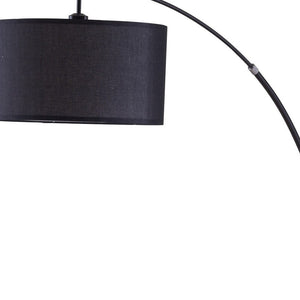 Homeroots 86" Sleek Black Arc Floor Lamp With Black Drum Shade  Metal 431790