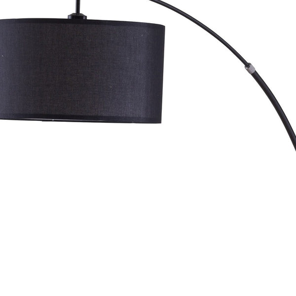 Homeroots 86" Sleek Black Arc Floor Lamp With Black Drum Shade  Metal 431790