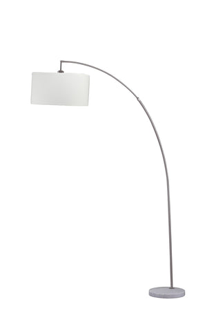 Homeroots 86" White And Silver Arc Floor Lamp With White Drum Shade  Metal 431791