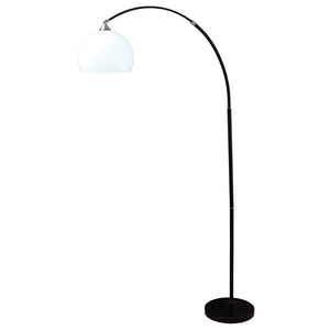 HomeRoots 76" Black Arc Floor Lamp - Elegant White Dome Shade for Cozy Lighting in Living Rooms & Offices 431792