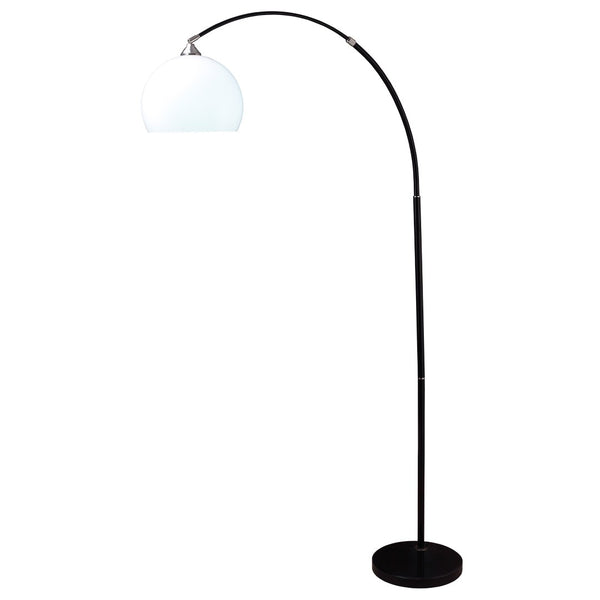 HomeRoots 76" Black Arc Floor Lamp - Elegant White Dome Shade for Cozy Lighting in Living Rooms & Offices 431792