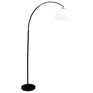 HomeRoots 76" Black Arc Floor Lamp - Elegant White Dome Shade for Cozy Lighting in Living Rooms & Offices 431792