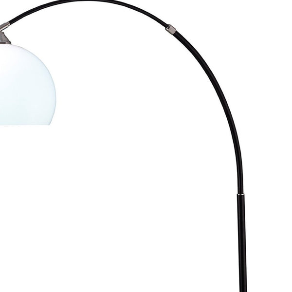 HomeRoots 76" Black Arc Floor Lamp - Elegant White Dome Shade for Cozy Lighting in Living Rooms & Offices 431792