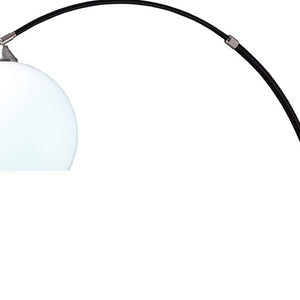 HomeRoots 76" Black Arc Floor Lamp - Elegant White Dome Shade for Cozy Lighting in Living Rooms & Offices 431792