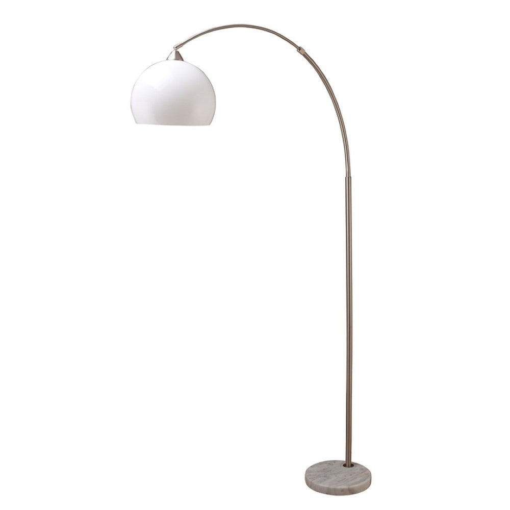 HomeRoots 76" Modern White Arc Floor Lamp with Dome Shade - Stylish Ambient Lighting for Home Decor Spaces 431793