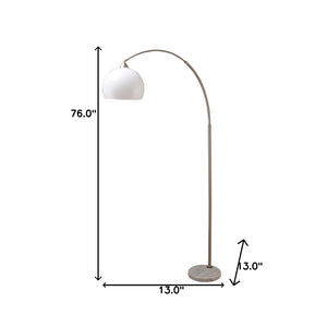 HomeRoots 76" Modern White Arc Floor Lamp with Dome Shade - Stylish Ambient Lighting for Home Decor Spaces 431793