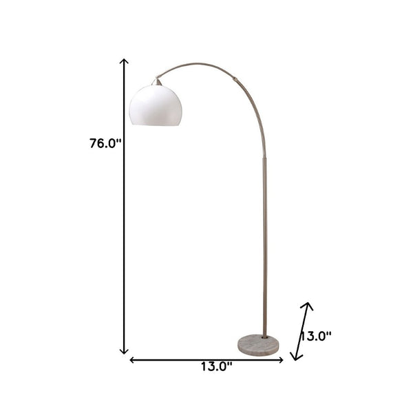 HomeRoots 76" Modern White Arc Floor Lamp with Dome Shade - Stylish Ambient Lighting for Home Decor Spaces 431793