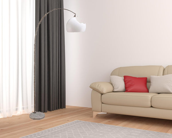 HomeRoots 76" Modern White Arc Floor Lamp with Dome Shade - Stylish Ambient Lighting for Home Decor Spaces 431793