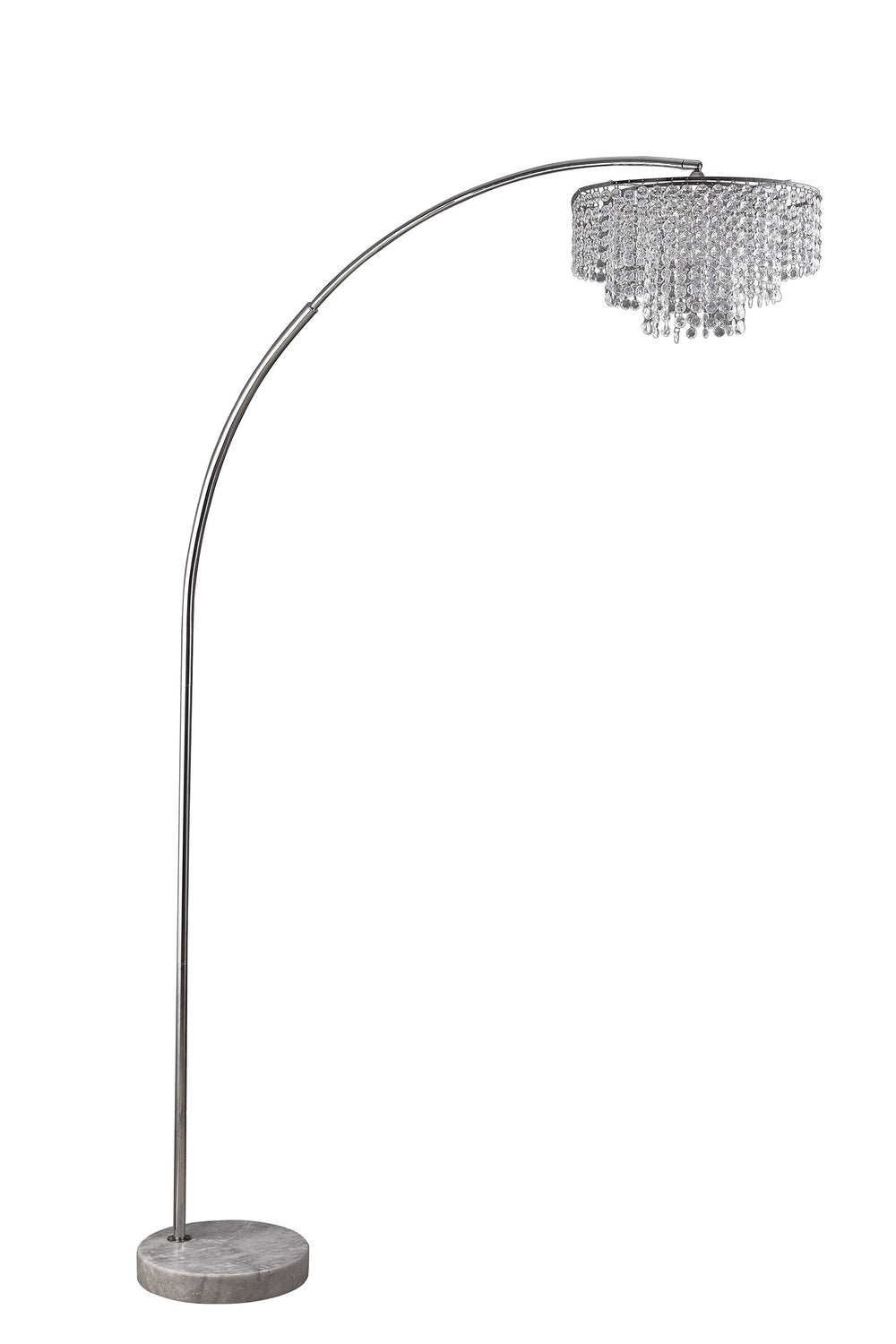Homeroots 86" Silver And White Arc Floor Lamp With Faux Crystal Beading  Metal 431794