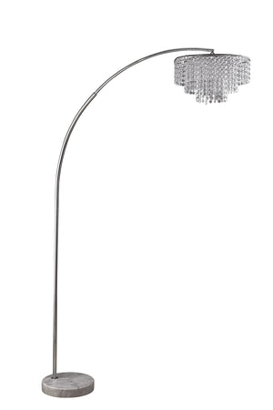 Homeroots 86" Silver And White Arc Floor Lamp With Faux Crystal Beading  Metal 431794