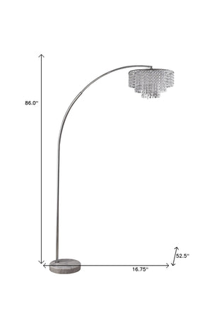 Homeroots 86" Silver And White Arc Floor Lamp With Faux Crystal Beading  Metal 431794