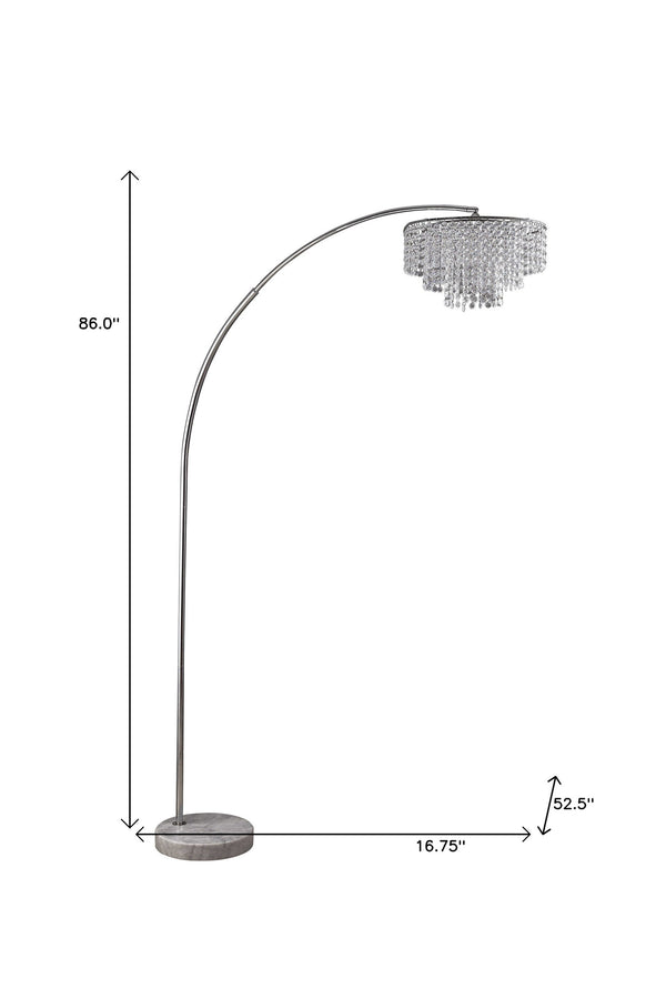 Homeroots 86" Silver And White Arc Floor Lamp With Faux Crystal Beading  Metal 431794