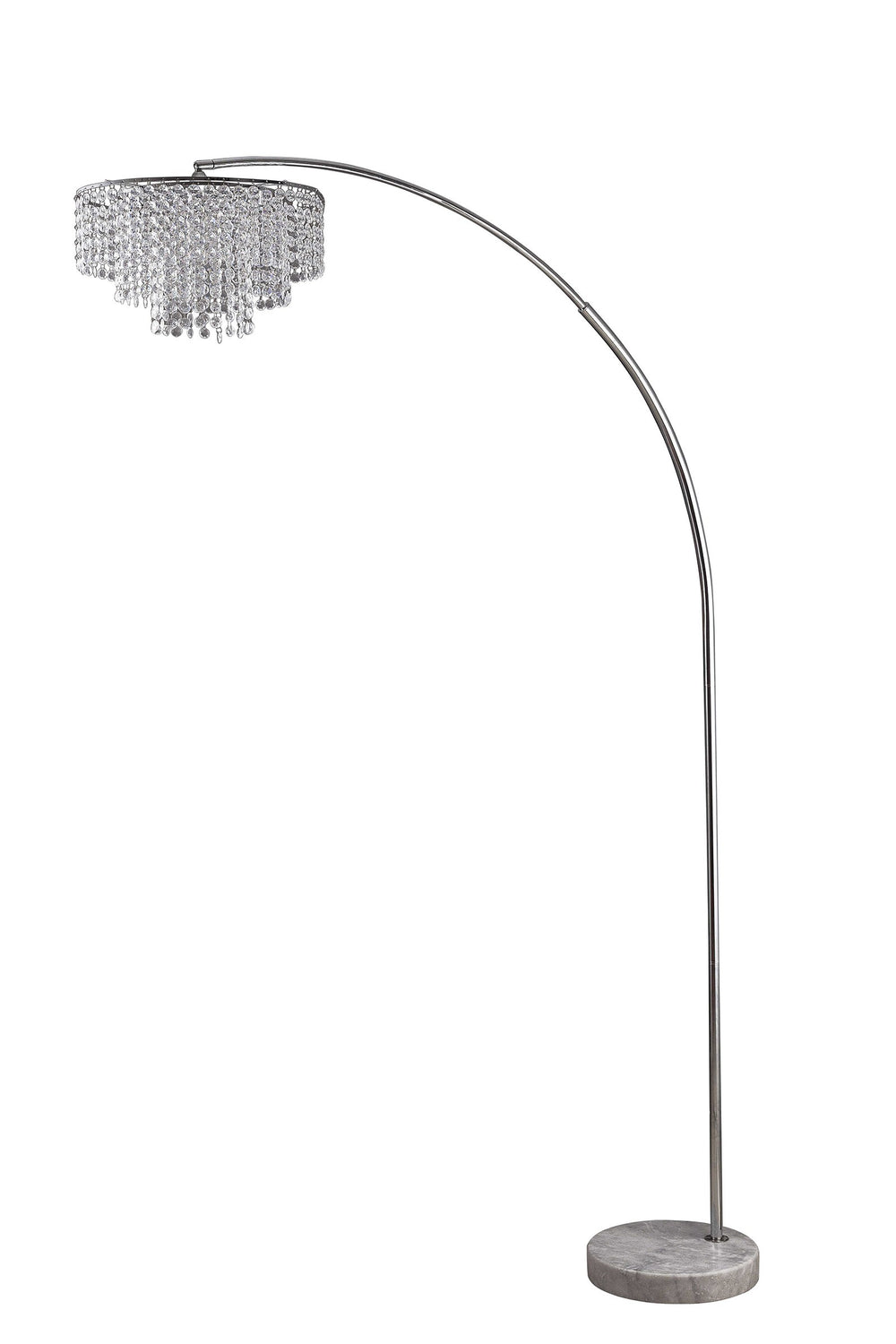 Homeroots 86" Silver And White Arc Floor Lamp With Faux Crystal Beading  Metal 431794