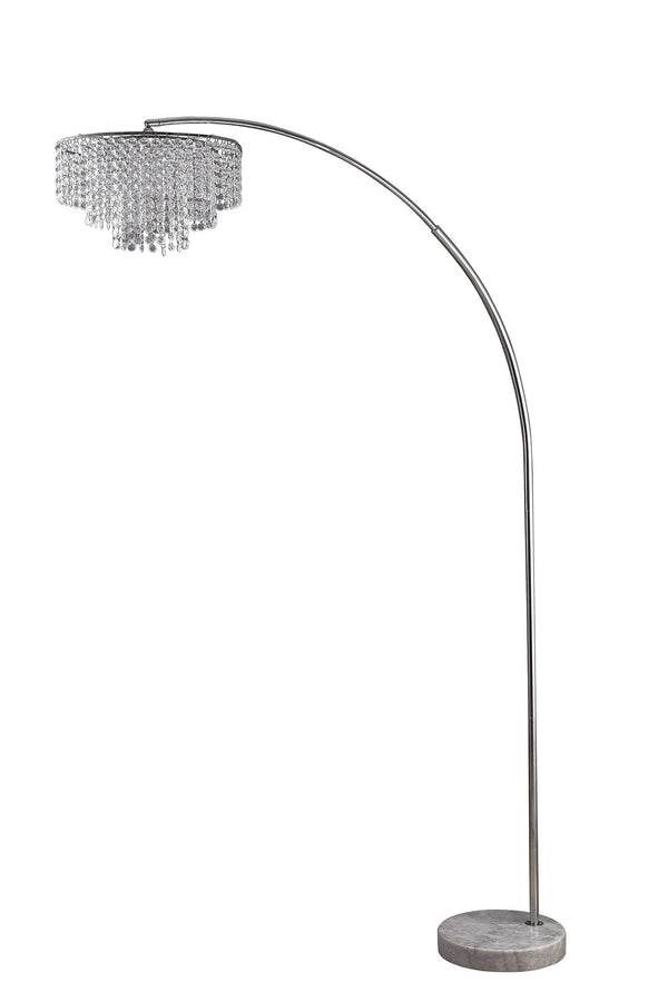 Homeroots 86" Silver And White Arc Floor Lamp With Faux Crystal Beading  Metal 431794