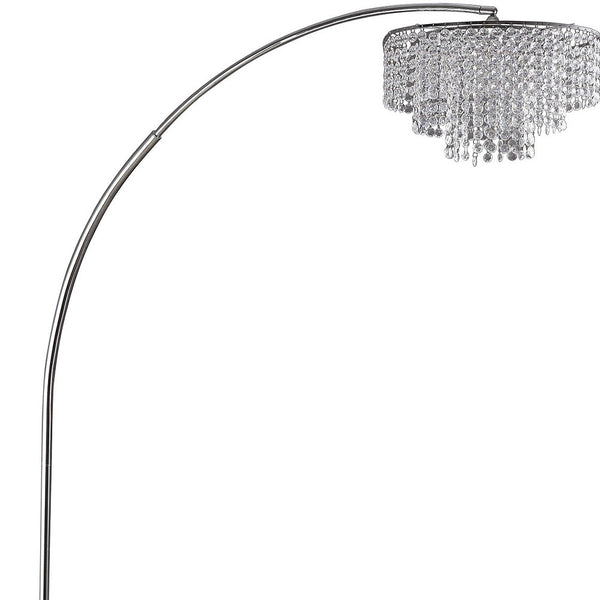 Homeroots 86" Silver And White Arc Floor Lamp With Faux Crystal Beading  Metal 431794