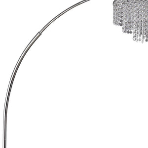 Homeroots 86" Silver And White Arc Floor Lamp With Faux Crystal Beading  Metal 431794