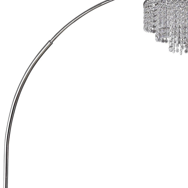 Homeroots 86" Silver And White Arc Floor Lamp With Faux Crystal Beading  Metal 431794