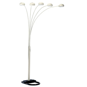 Homeroots 84" White Five Light Arc Floor Lamp With White Dome Shade  Metal 431797