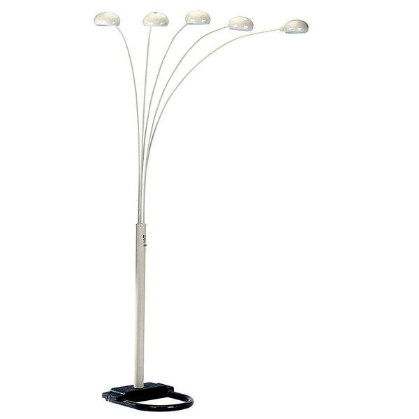 Homeroots 84" White Five Light Arc Floor Lamp With White Dome Shade  Metal 431797