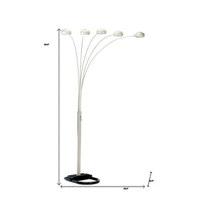 Homeroots 84" White Five Light Arc Floor Lamp With White Dome Shade  Metal 431797