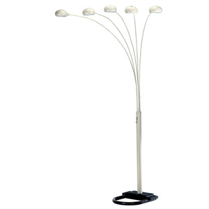 Homeroots 84" White Five Light Arc Floor Lamp With White Dome Shade  Metal 431797