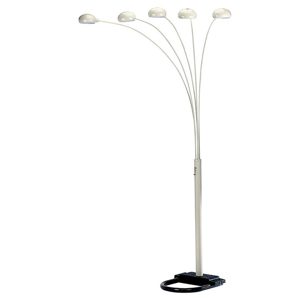 Homeroots 84" White Five Light Arc Floor Lamp With White Dome Shade  Metal 431797