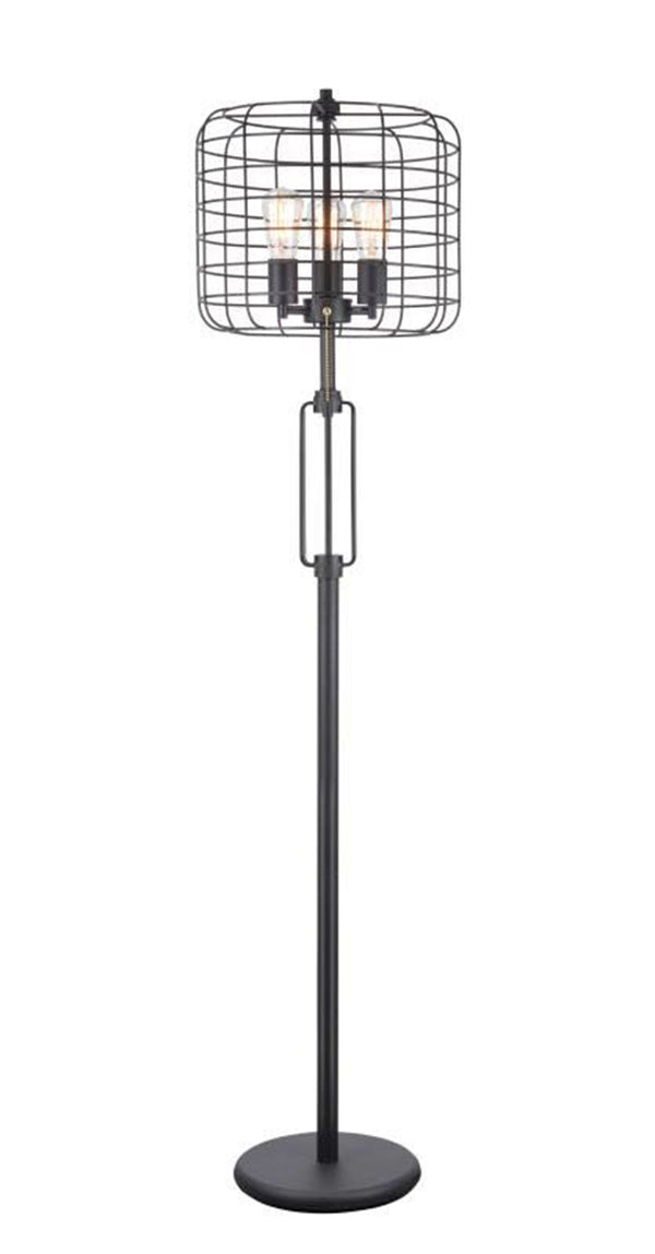 Homeroots 63" Black Three Lights Novelty Floor Lamp With Black Novelty Shade  Metal 431798