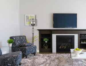 Homeroots 63" Black Three Lights Novelty Floor Lamp With Black Novelty Shade  Metal 431798