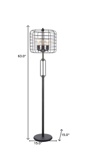 Homeroots 63" Black Three Lights Novelty Floor Lamp With Black Novelty Shade  Metal 431798