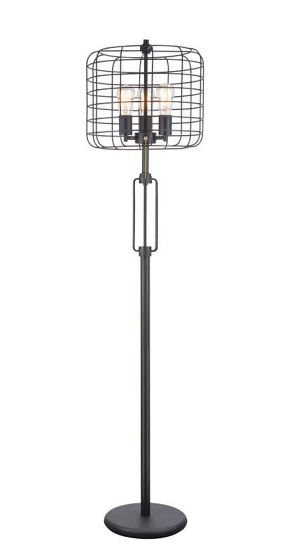 Homeroots 63" Black Three Lights Novelty Floor Lamp With Black Novelty Shade  Metal 431798
