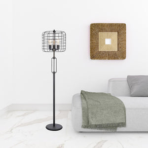 Homeroots 63" Black Three Lights Novelty Floor Lamp With Black Novelty Shade  Metal 431798