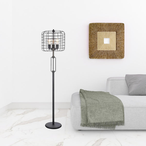 Homeroots 63" Black Three Lights Novelty Floor Lamp With Black Novelty Shade  Metal 431798