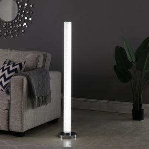 HomeRoots 49" Modern White Metal LED Column Floor Lamp with Clear Acrylic Shade for Home & Office Decor 431802