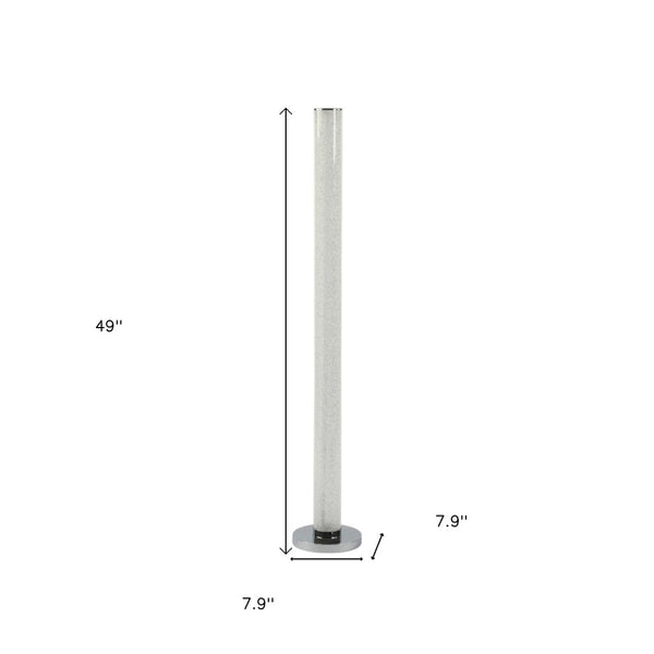 HomeRoots 49" Modern White Metal LED Column Floor Lamp with Clear Acrylic Shade for Home & Office Decor 431802