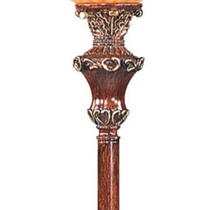 Homeroots 69" Brown Faux Wood Torchiere Floor Lamp With Brown Stained Glass Bell Shade  Metal 431805