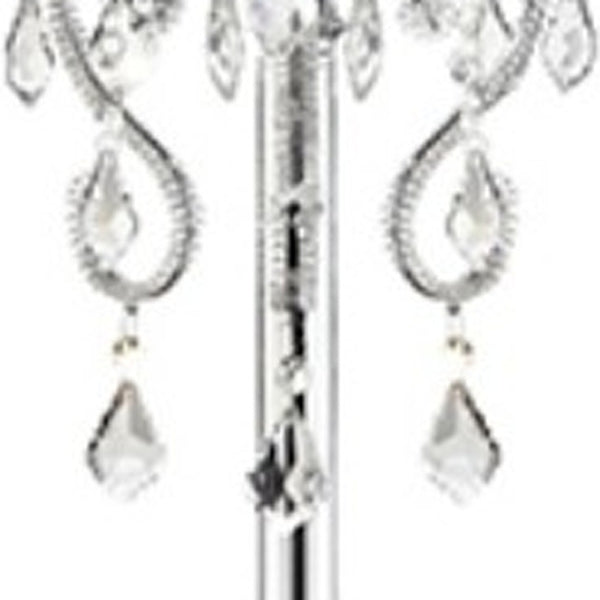 HomeRoots 63" Silver Candelabra Floor Lamp - Elegant White Drum Shade for Modern Living Room & Bedroom Décor 431809