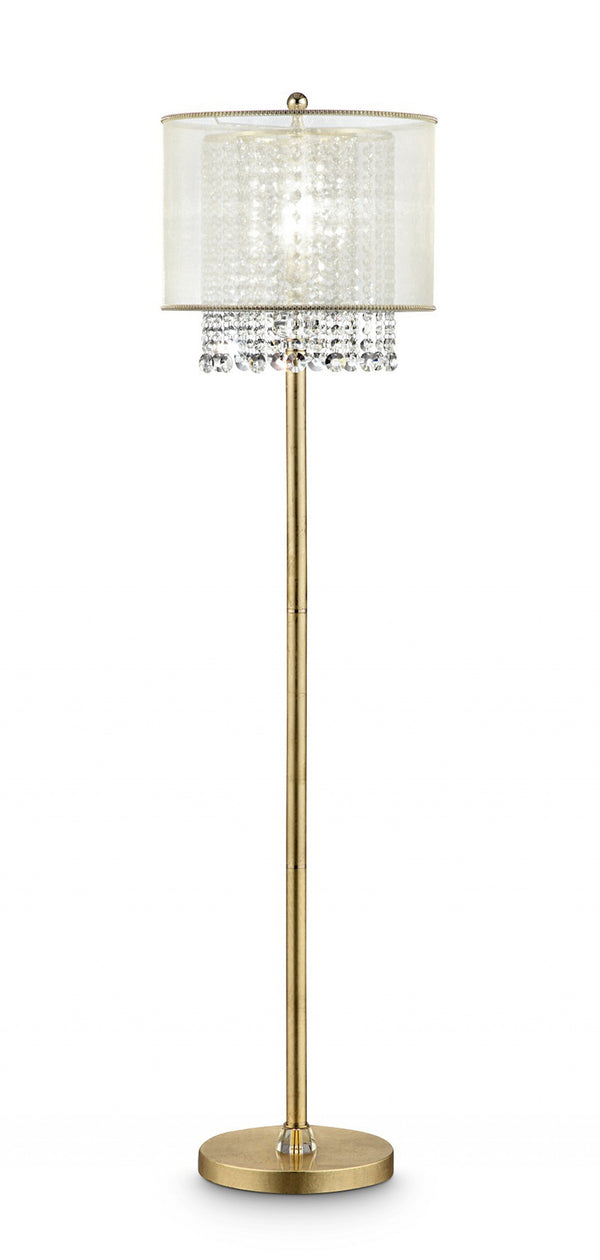 Homeroots 65" Gold Novelty Floor Lamp With White Drum Shade  Metal 431810