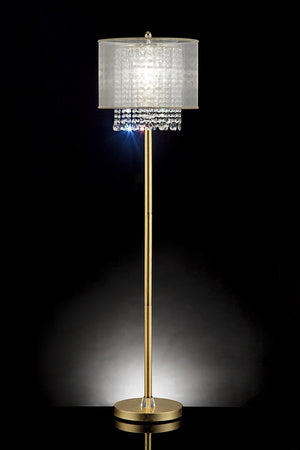 Homeroots 65" Gold Novelty Floor Lamp With White Drum Shade  Metal 431810