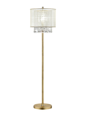 Homeroots 65" Gold Novelty Floor Lamp With White Drum Shade  Metal 431810