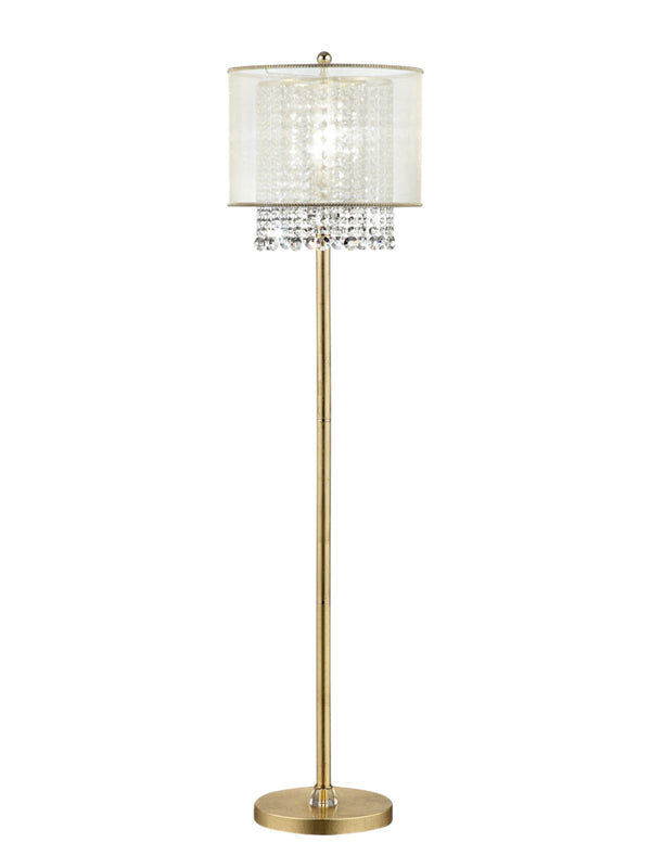 Homeroots 65" Gold Novelty Floor Lamp With White Drum Shade  Metal 431810
