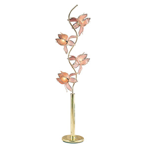 Homeroots 73" Gold Four Light Floral Floor Lamp With Pink Glass Shades  Metal 431813