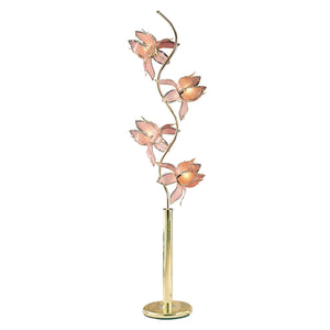 Homeroots 73" Gold Four Light Floral Floor Lamp With Pink Glass Shades  Metal 431813