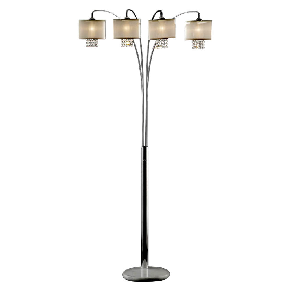Homeroots 88" Steel Four Light Arched Floor Lamp With Silver Drum Shade  Metal 431818